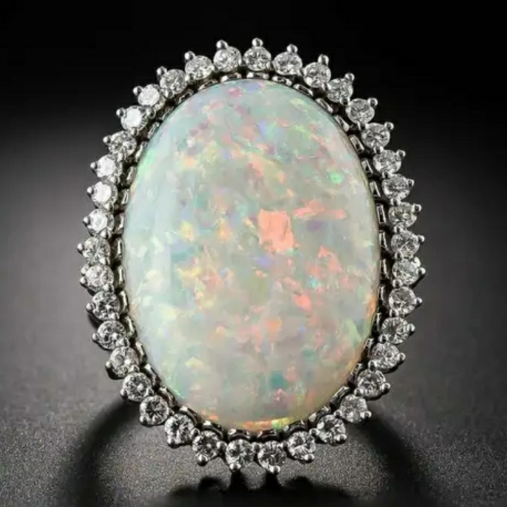 New Silver Fire Opal Ring